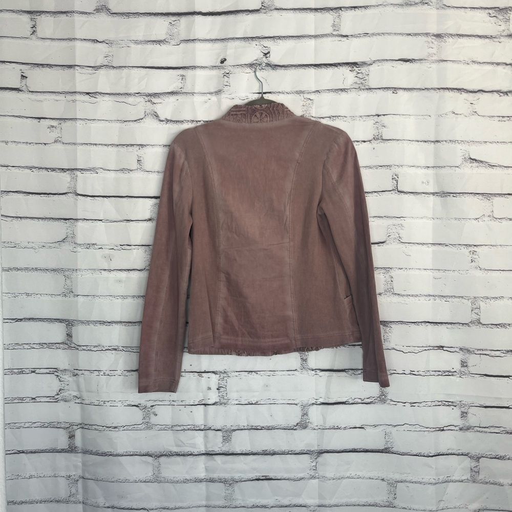 XCVI Embroidered Zip Jacket Women’s S Dusty Rose Cotton Blend Boho Lace Preppy - Picture 10 of 14